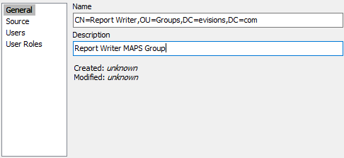 Group configuration dialog showing use of the entire DN as the name for a group